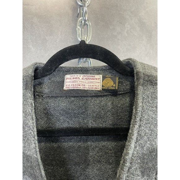 Vintage grey‎ Filson mackinaw waistcoat Buffalo plaid grey - Picture 3 of 5